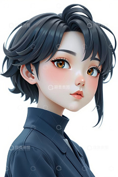 短发女孩肖像特写