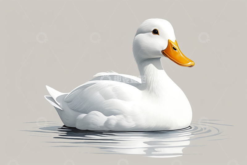 高清大图下载【趣麦麦图】水中漂浮的白色鸭子