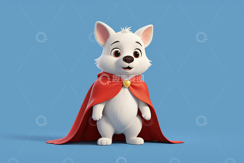 高清大图下载【趣麦麦图】卡通小狗身披红色披风形象