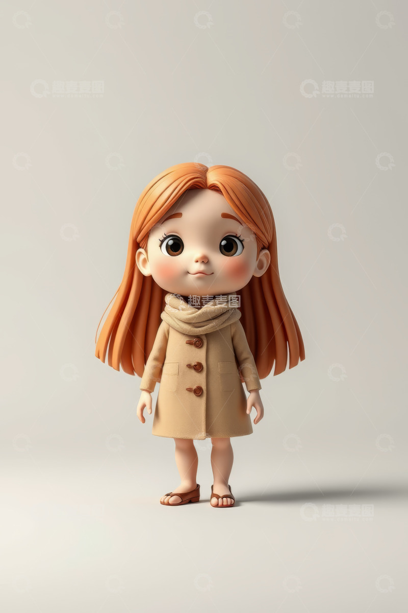 高清大图下载【趣麦麦图】3D卡通小女孩形象素材