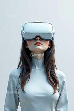女性体验虚拟现实设备