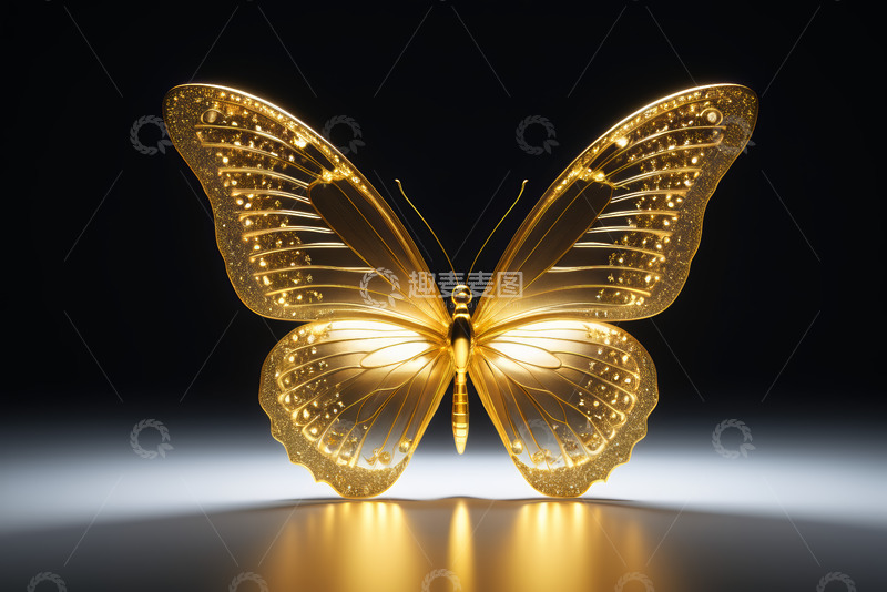 高清大图下载【趣麦麦图】金色蝴蝶微距特写