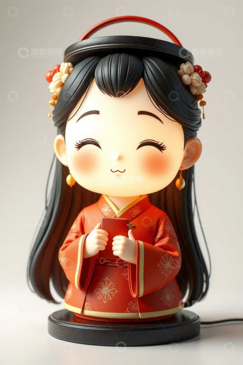 高清大图下载【趣麦麦图】古风卡通女孩造型台灯