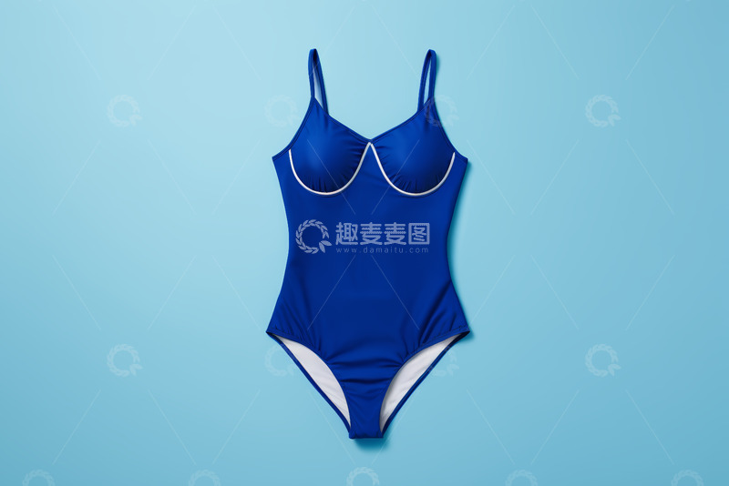高清大图下载【趣麦麦图】蓝色连体泳衣展示