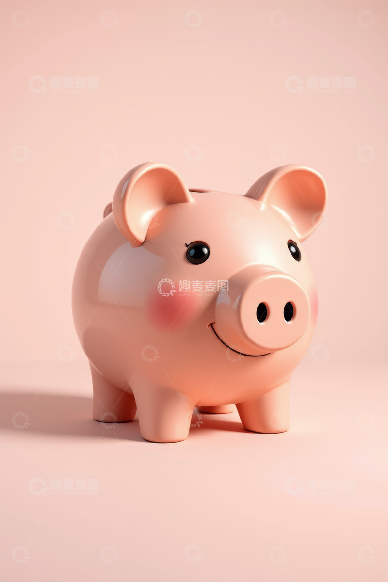 高清大图下载【趣麦麦图】粉色小猪存钱罐特写