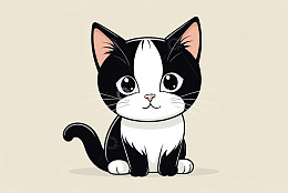 卡通黑白小猫形象