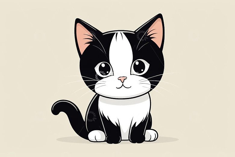 卡通黑白小猫形象