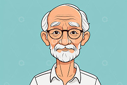 戴眼镜的白发老人卡通形象
