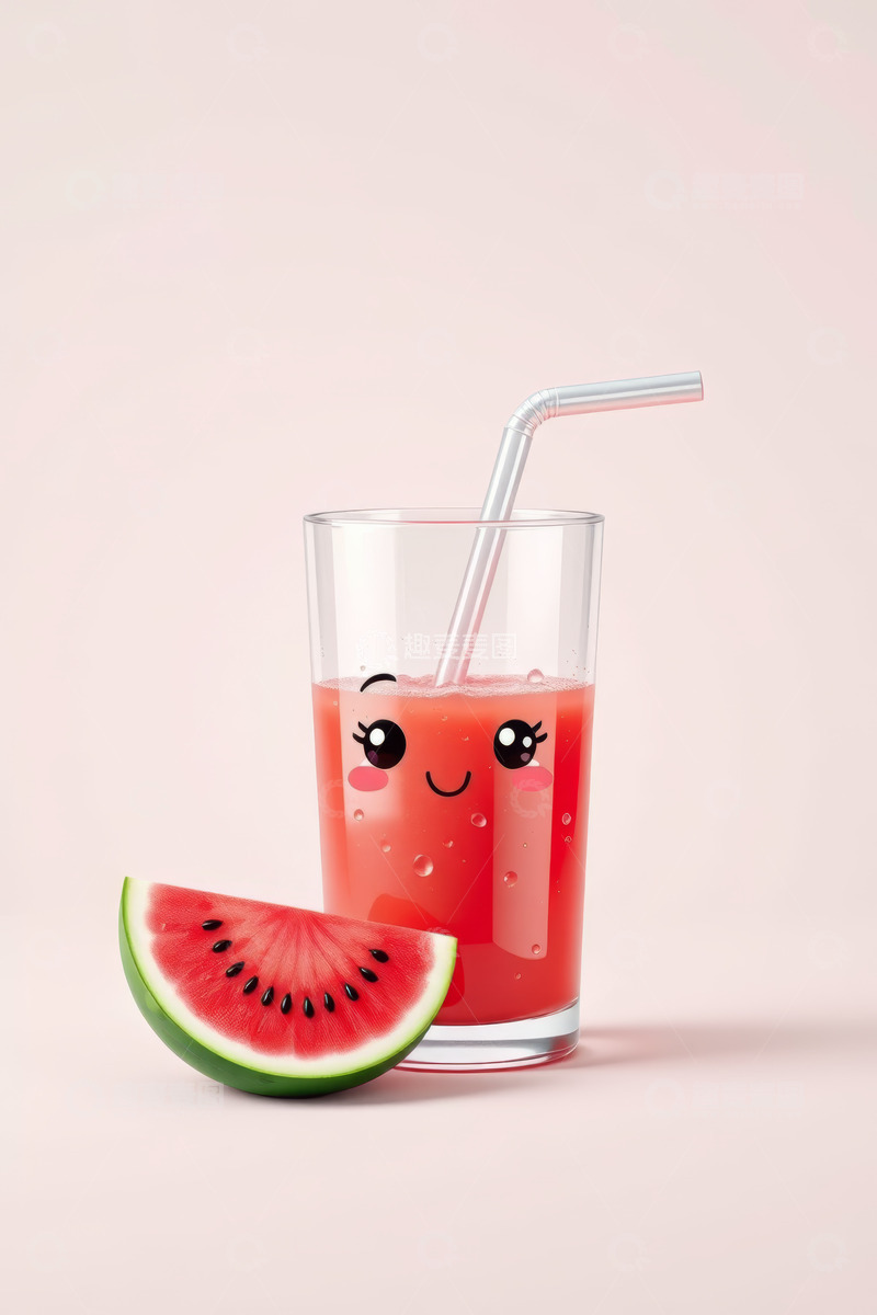高清大图下载【趣麦麦图】带表情西瓜汁与西瓜切片