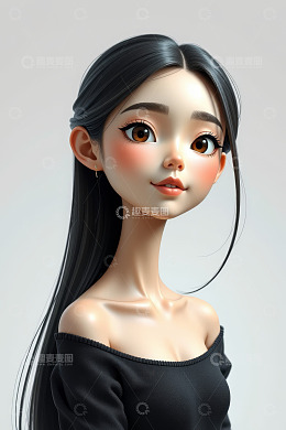 黑发女孩半身特写