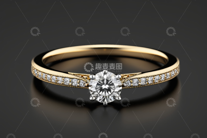 高清大图下载【趣麦麦图】金色钻石戒指特写
