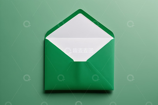 绿色背景下的打开信封素材