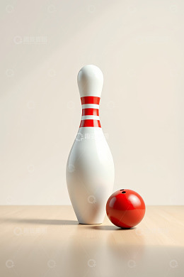 保龄球与保龄球瓶静物展示