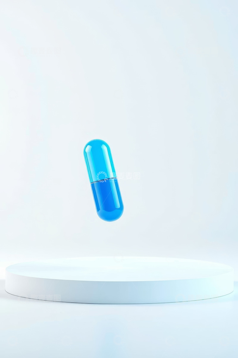 高清大图下载【趣麦麦图】悬浮蓝色胶囊产品展示