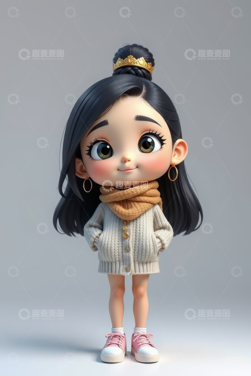 高清大图下载【趣麦麦图】戴皇冠卡通女孩形象