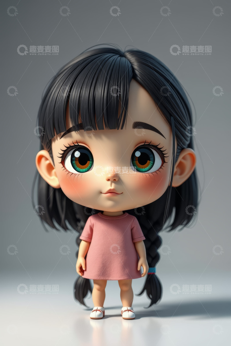 高清大图下载【趣麦麦图】卡通小女孩3D形象
