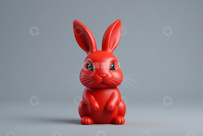 高清大图下载【趣麦麦图】红色卡通兔子形象