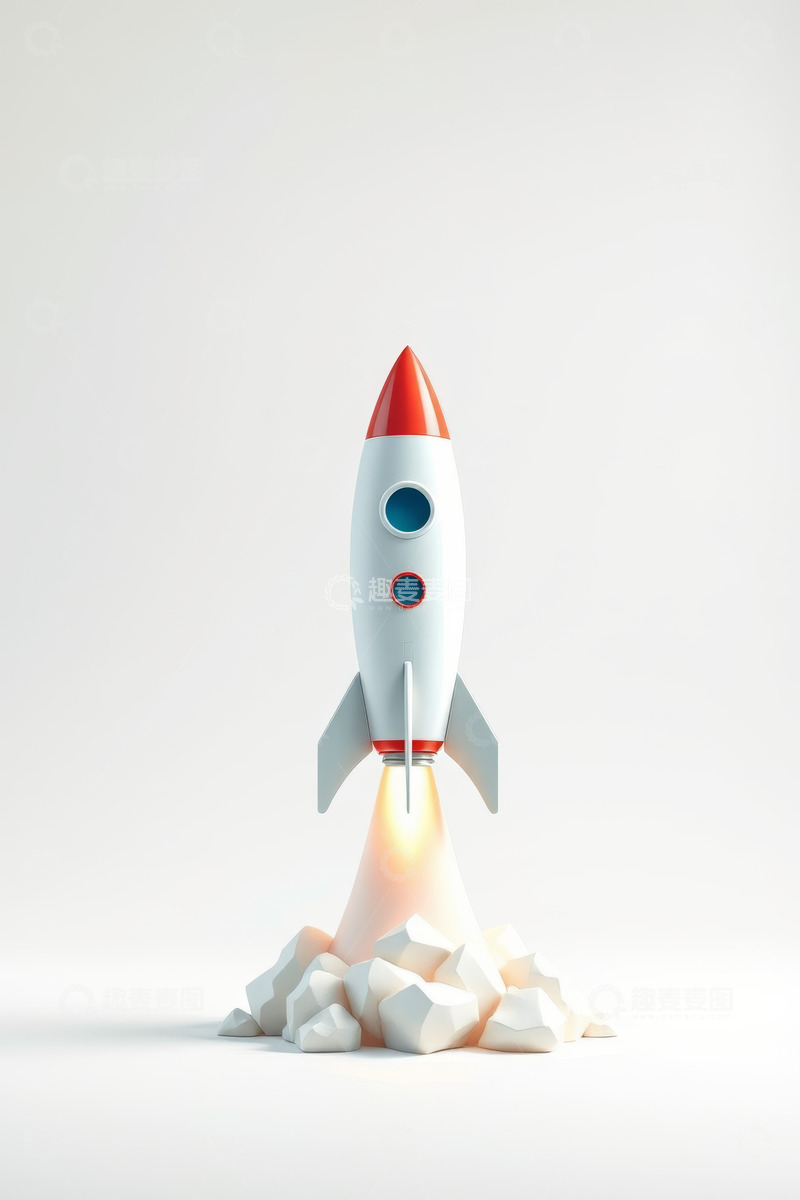 高清大图下载【趣麦麦图】卡通火箭发射场景
