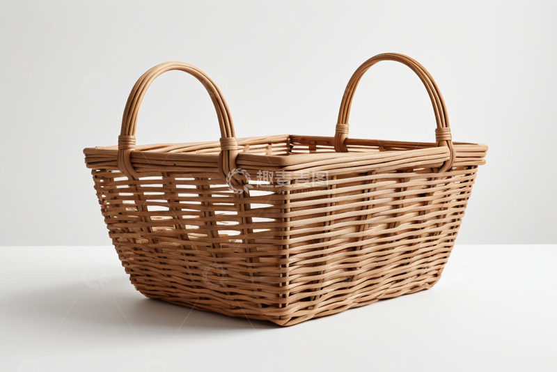 高清大图下载【趣麦麦图】棕色柳条编织手提篮