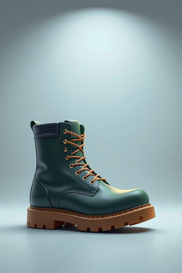 绿色系带高帮靴子素材