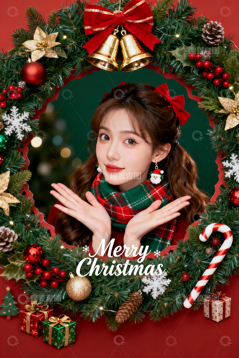 源文件下载【趣麦麦图】圣诞圈内的圣诞女郎4