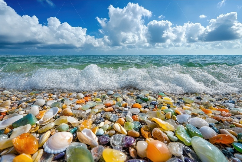 高清大图下载【趣麦麦图】大海边的砂石摄影