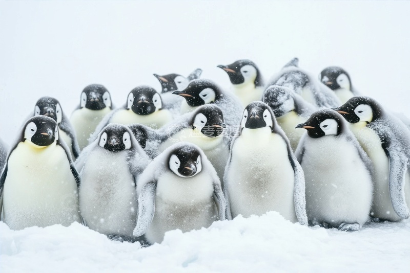 高清大图下载【趣麦麦图】一群依偎在一起的小企鹅