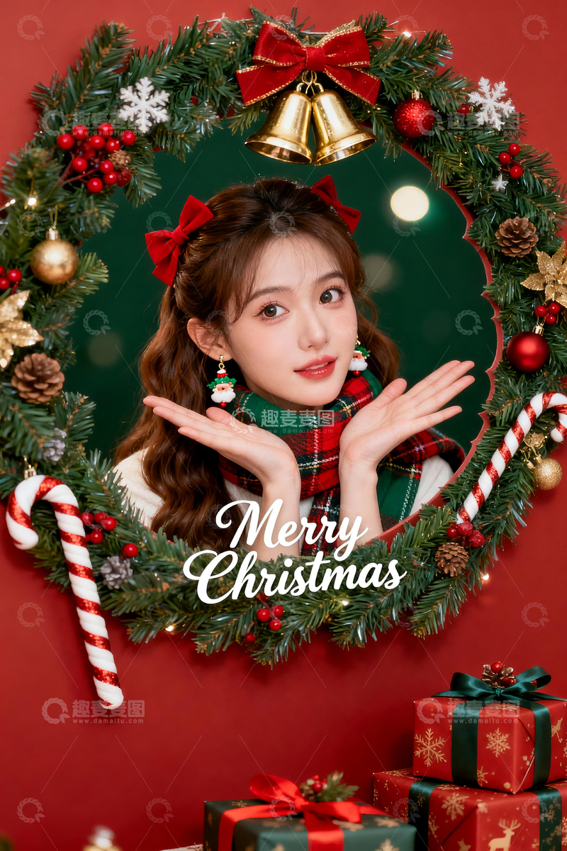 源文件下载【趣麦麦图】圣诞圈内的圣诞女郎2