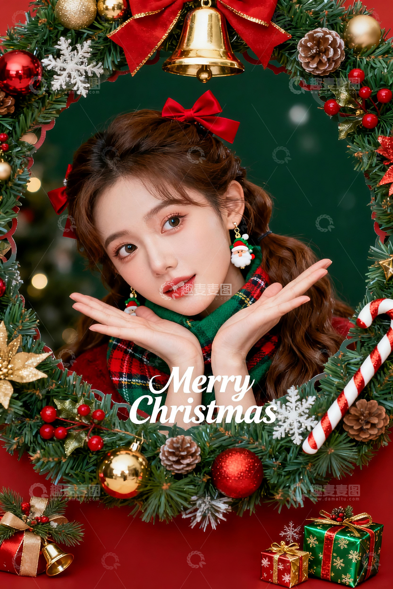 源文件下载【趣麦麦图】圣诞圈内的圣诞女郎1