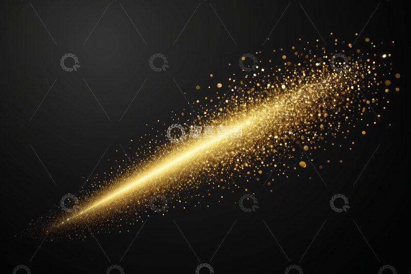 高清大图下载【趣麦麦图】黑色背景金色粒子光线素材