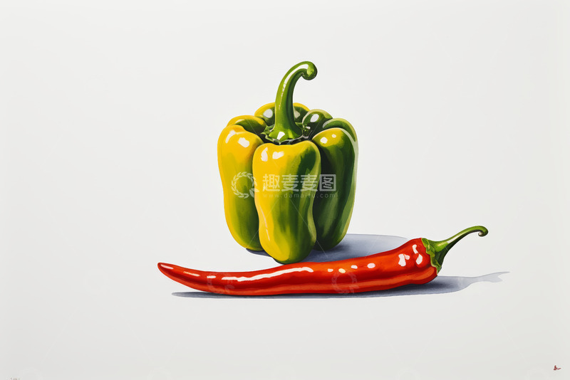 高清大图下载【趣麦麦图】黄绿甜椒与红辣椒静物