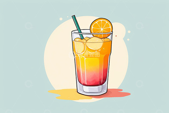 插画风格分层果汁饮料