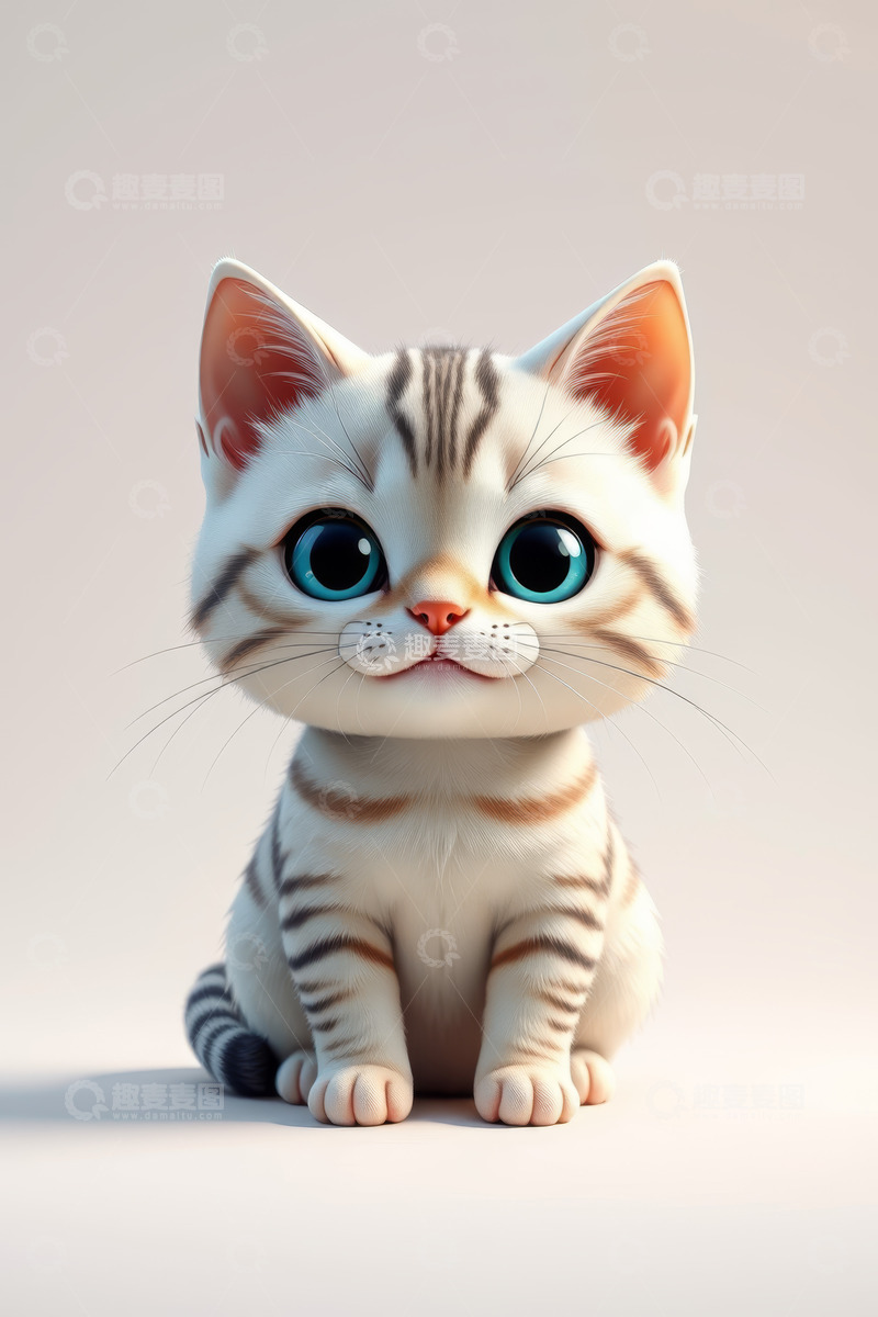 高清大图下载【趣麦麦图】可爱小猫正面萌态特写