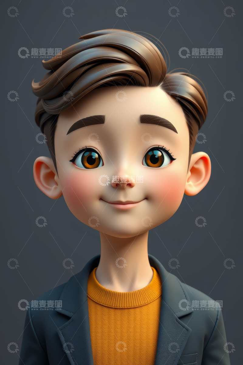 高清大图下载【趣麦麦图】卡通小男孩肖像
