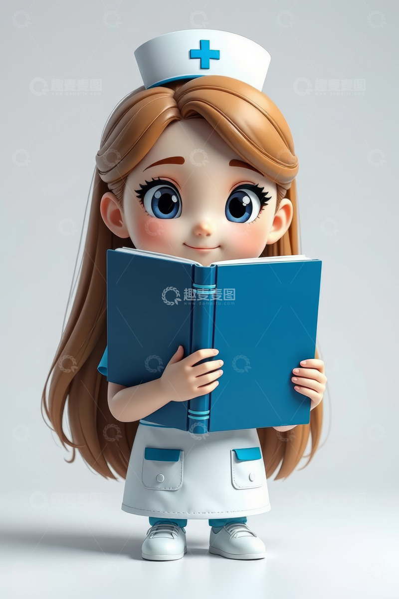 高清大图下载【趣麦麦图】卡通护士手持书籍形象
