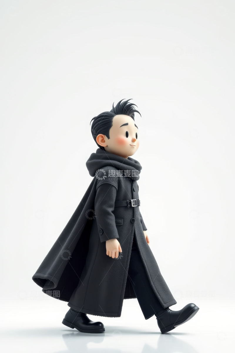 高清大图下载【趣麦麦图】卡通人物穿着披风行走素材
