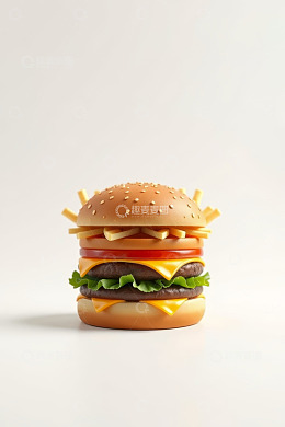 多层芝士汉堡美食特写