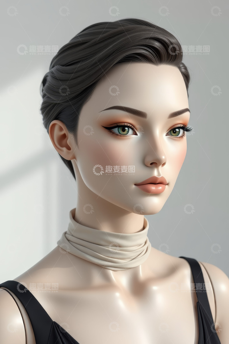 高清大图下载【趣麦麦图】女性模特面部特写