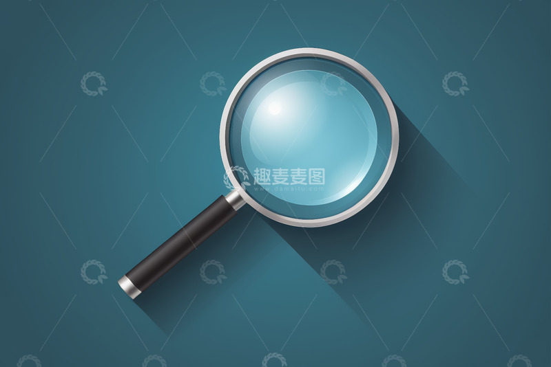 高清大图下载【趣麦麦图】蓝色背景上的放大镜插图