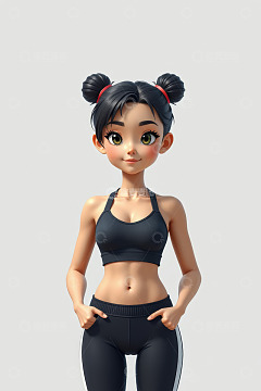 运动装扮卡通女孩形象