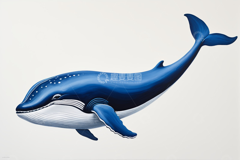 高清大图下载【趣麦麦图】蓝色鲸鱼插画素材