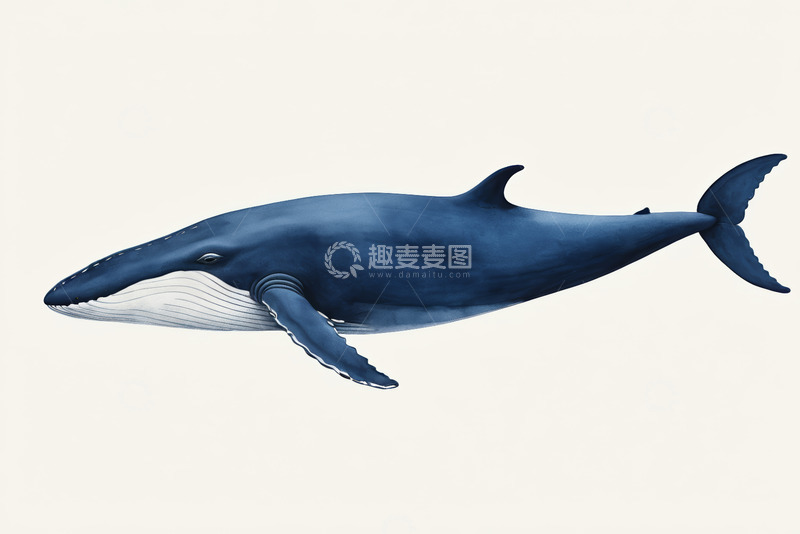 高清大图下载【趣麦麦图】蓝色鲸鱼插画素材