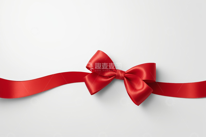 高清大图下载【趣麦麦图】红色蝴蝶结丝带装饰素材