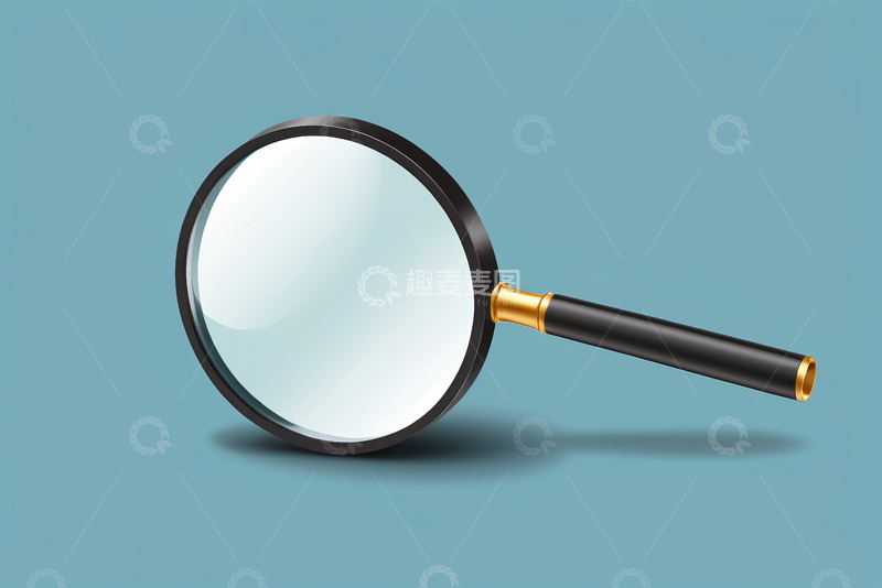 高清大图下载【趣麦麦图】蓝色背景下的放大镜特写