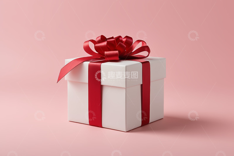 高清大图下载【趣麦麦图】白色礼盒配红色蝴蝶结