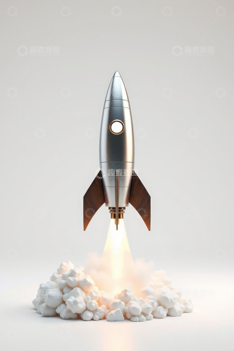 高清大图下载【趣麦麦图】银色火箭发射场景