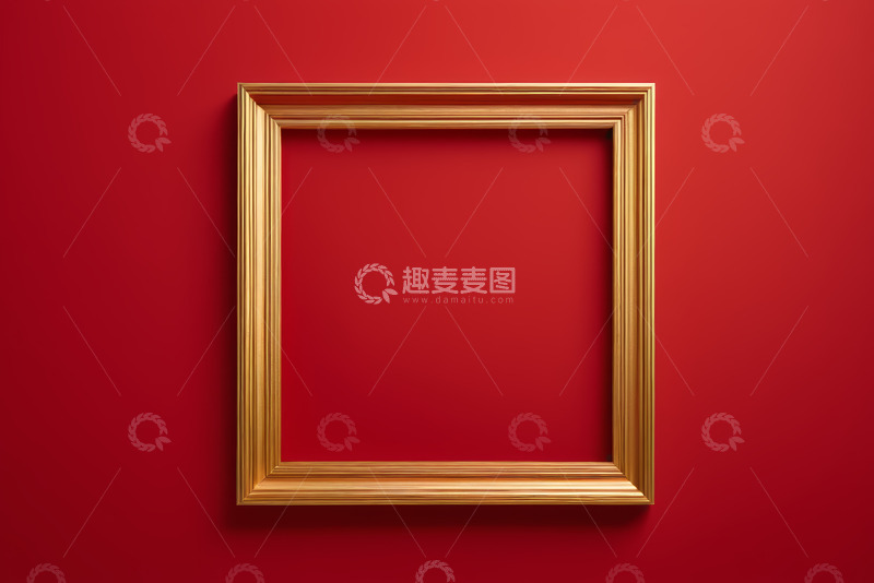 高清大图下载【趣麦麦图】红色背景上的金色框架