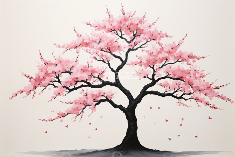 高清大图下载【趣麦麦图】盛开的粉色樱花树