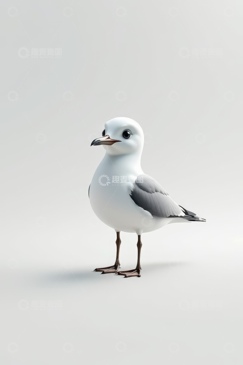高清大图下载【趣麦麦图】站立的卡通海鸥形象素材