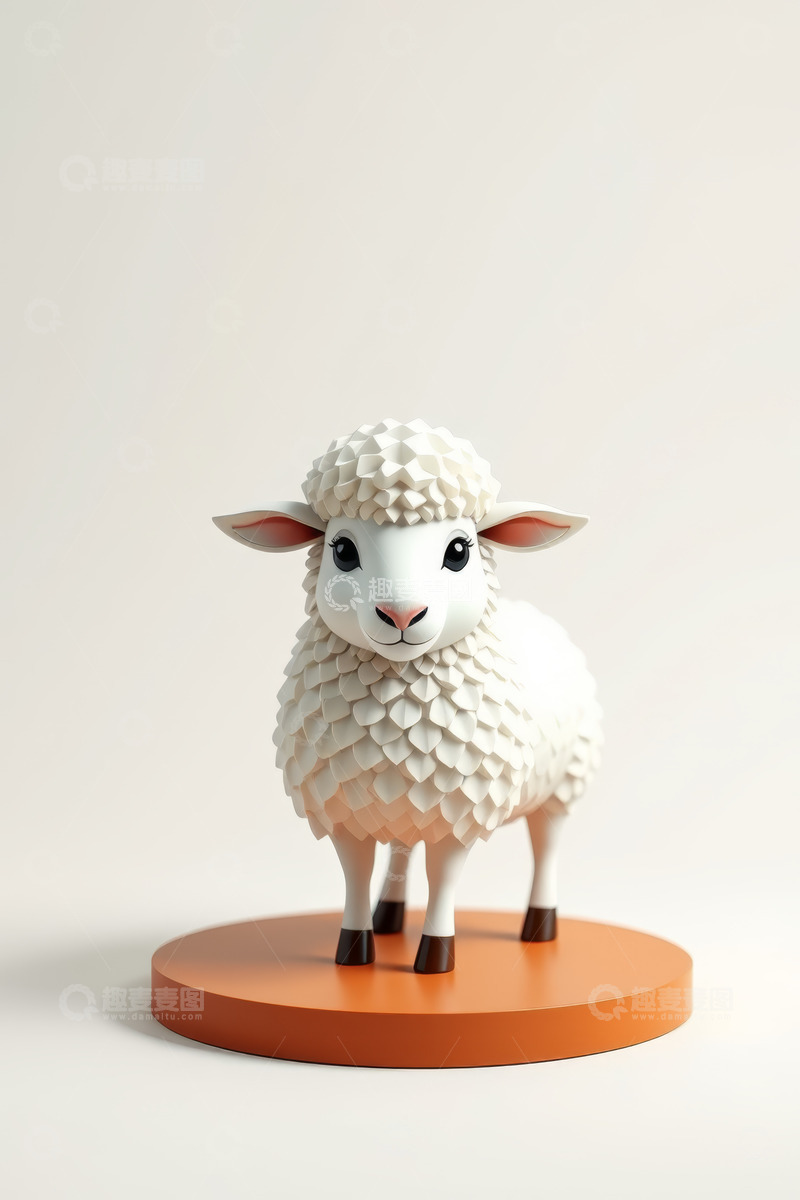 高清大图下载【趣麦麦图】白色绵羊立体雕塑特写
